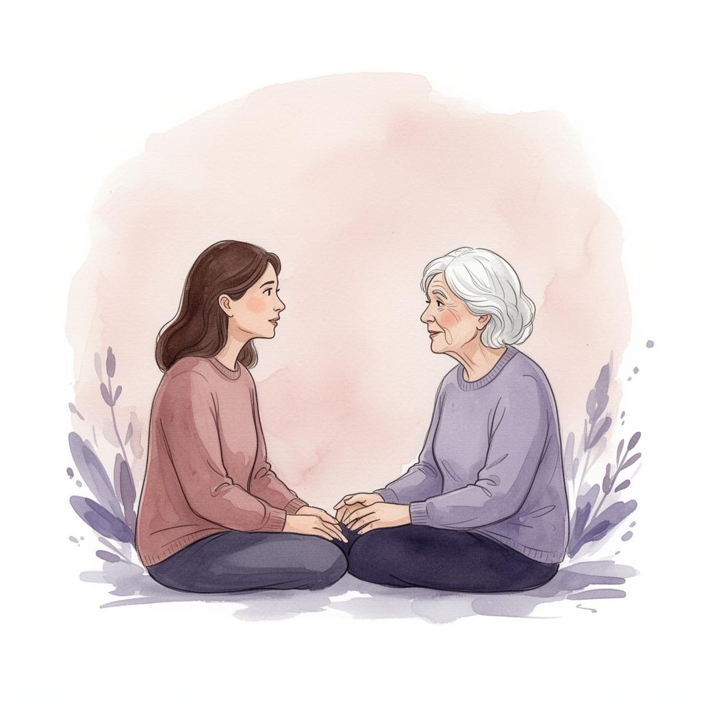 Mother and adult daughter in conversation